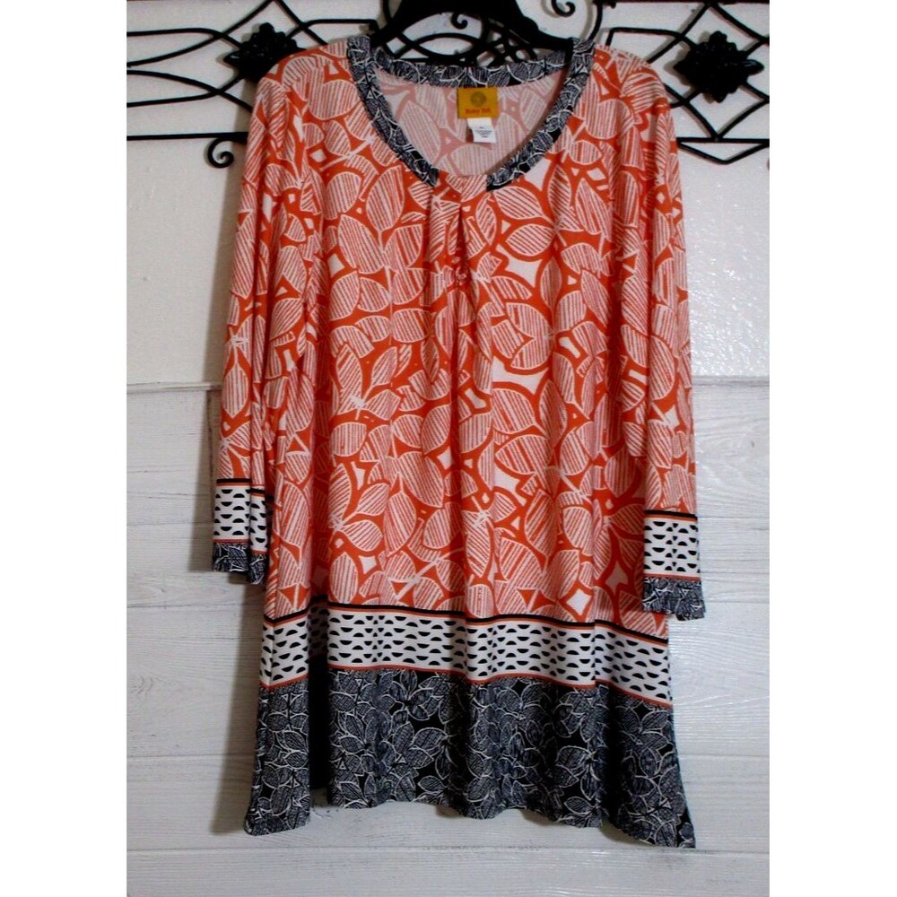 Rudy Rd. Knit Tunic Top Women's Size XL Multicolor Floral Long Sleeve V Neck